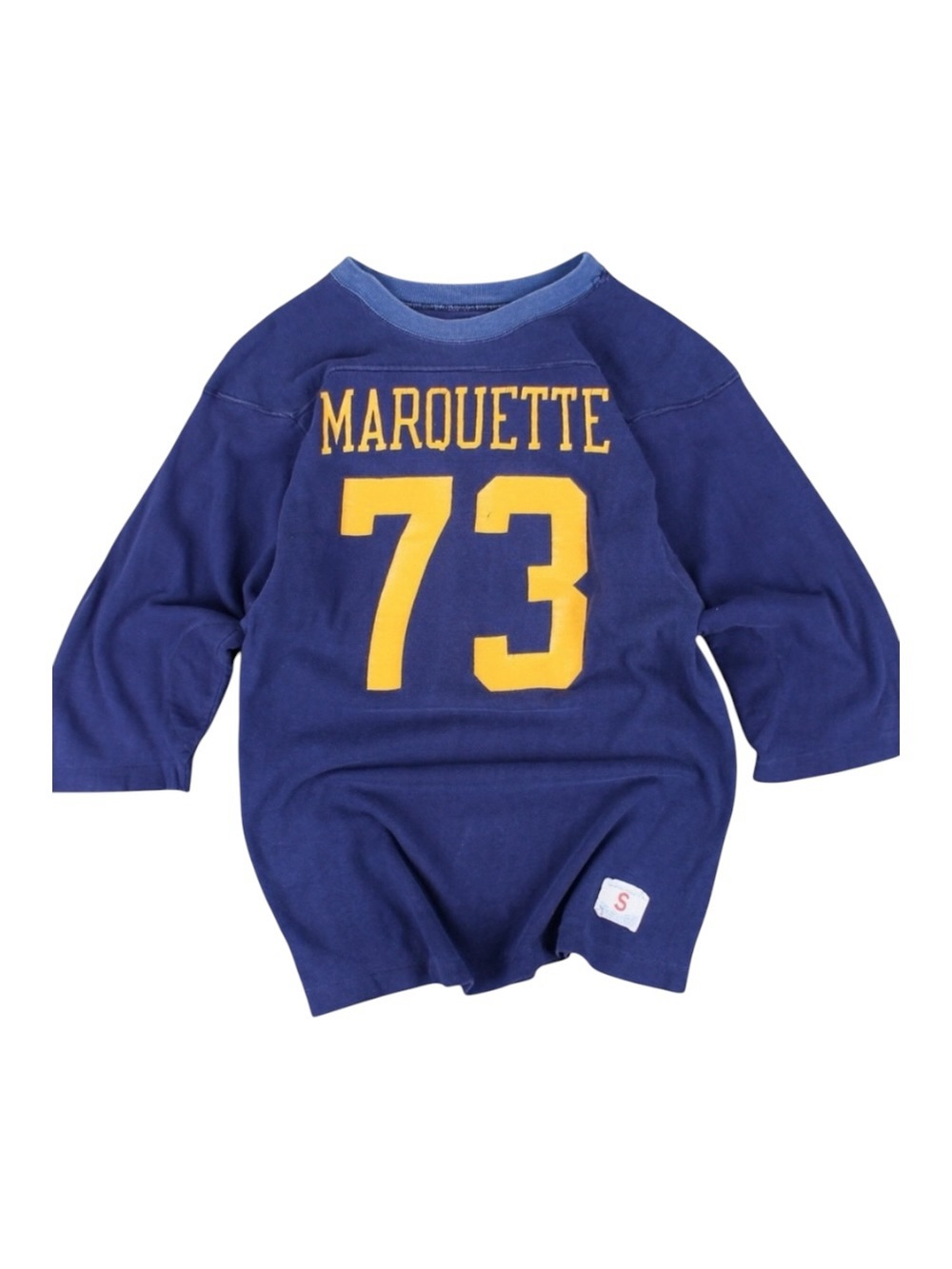 1960s Champion Marquette University Football Shirt 3/4 Sleeve Blue Sz S Rare USA